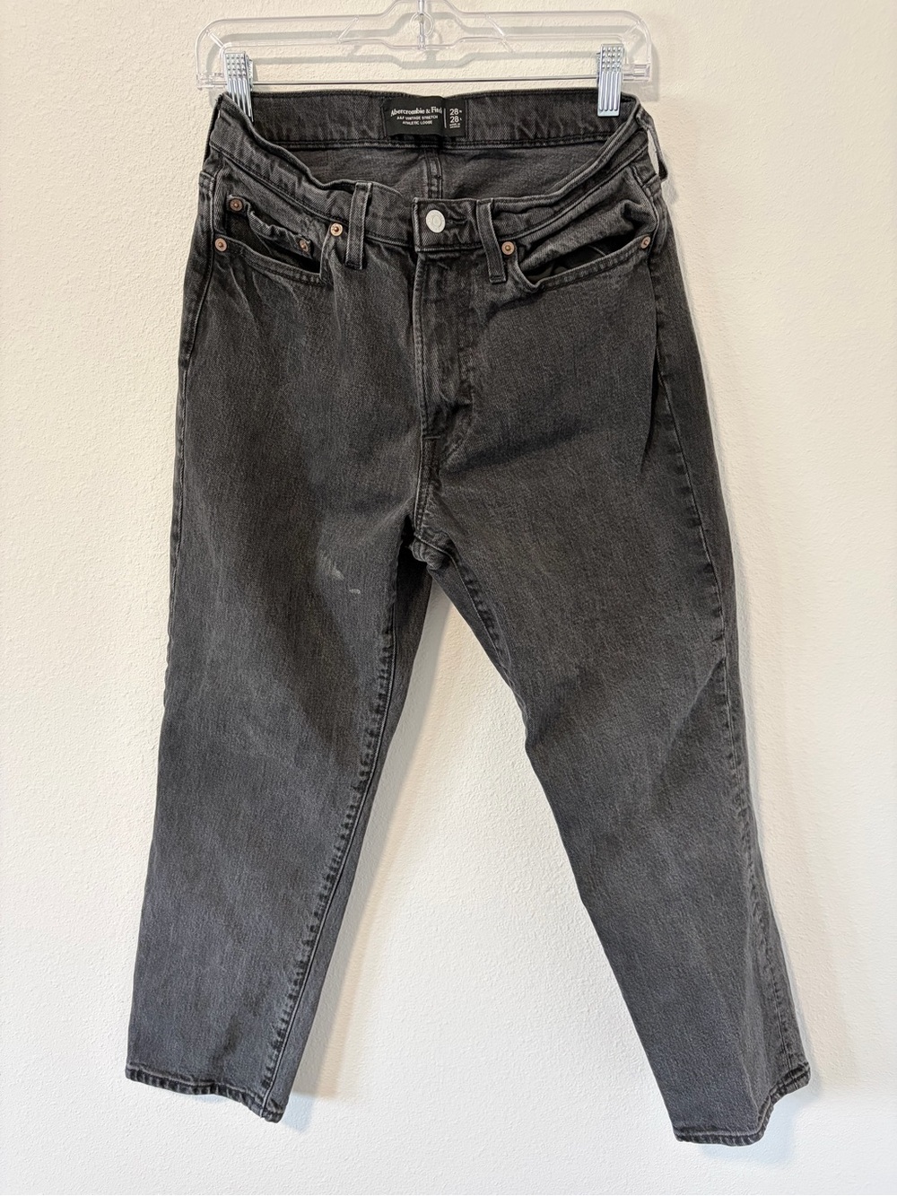 Abercrombie & Fitch Men Athletic Loose Vintage Stretch Black Jeans 28x28